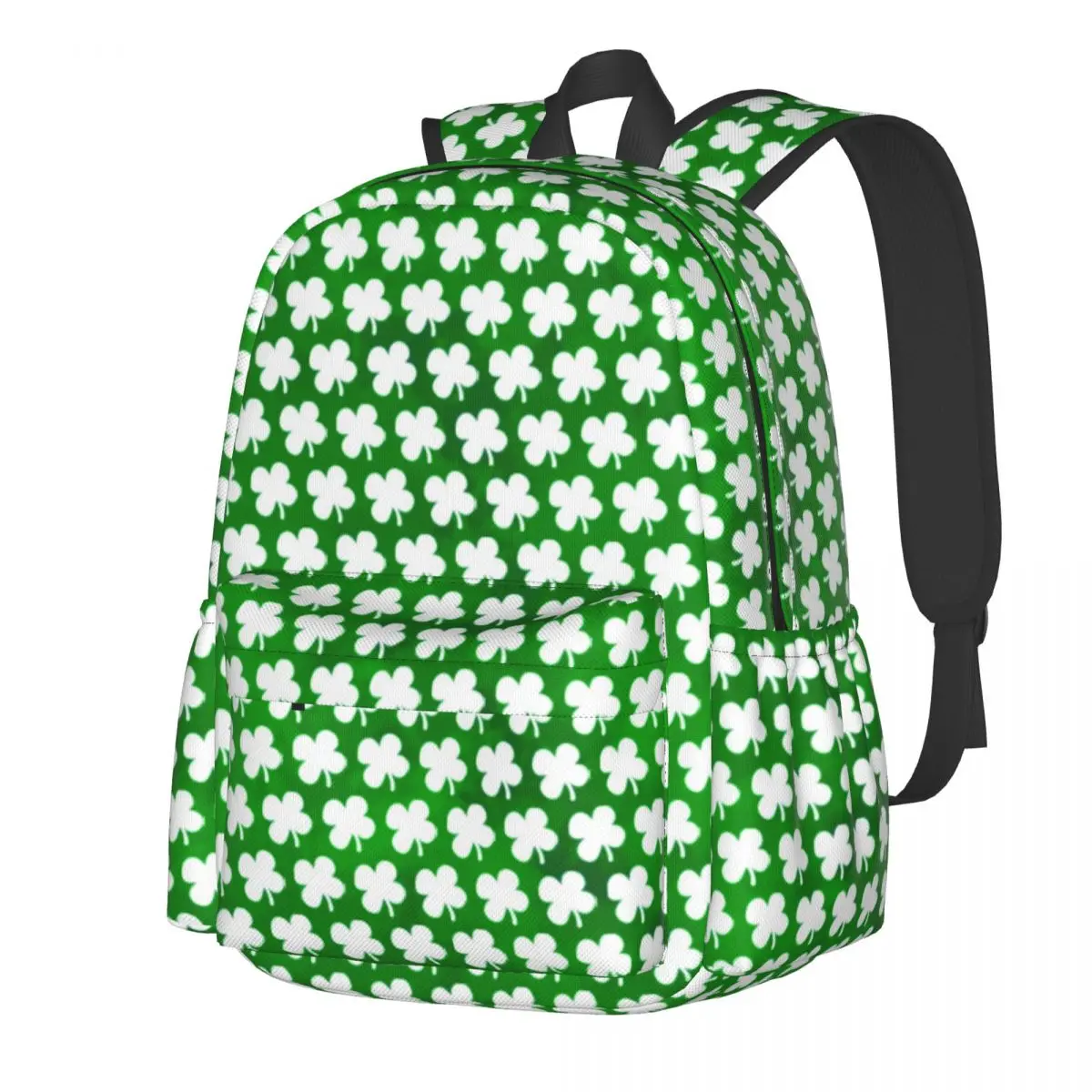 

St Patricks Day Backpack Female Four Leaf Lucky Shamrock Lightweight Backpacks Style High School Bags Daily Design Rucksack