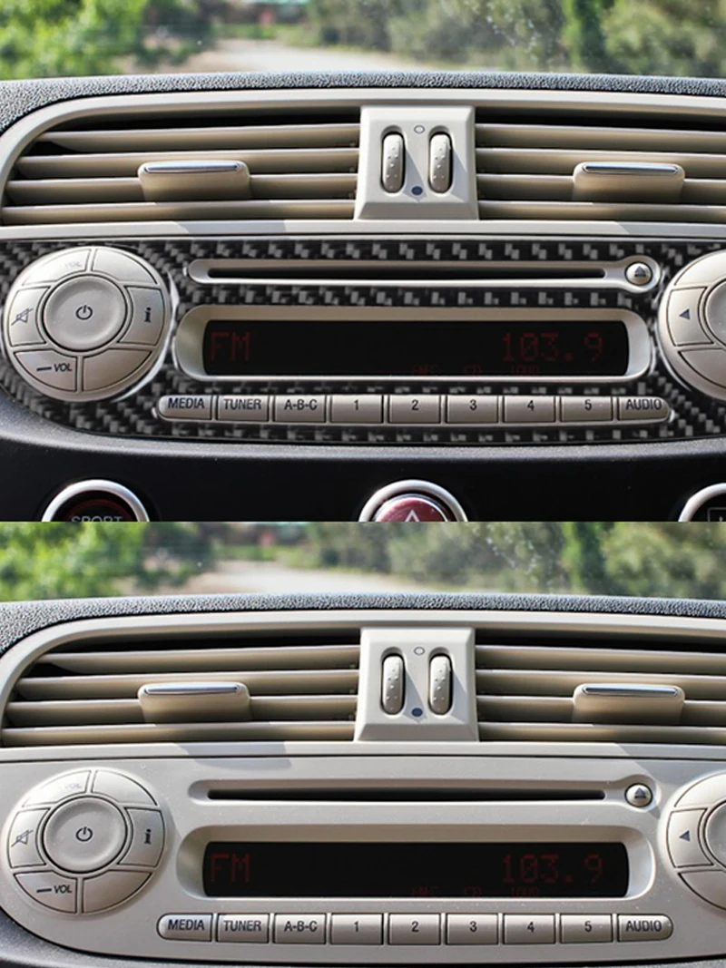 Рамка для CD-панели обшивка Fiat 500 2012 2013 2014 2015 наклейки из углеродного волокна