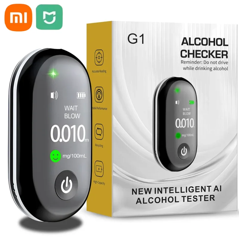 Фото Xiaomi мини портативный цифровой тестер алкоголя в выдыхаемом воздухе профессиональный алкотестер с ЖК-дисплеем электронный тестер алкоголя 2025 новый №1