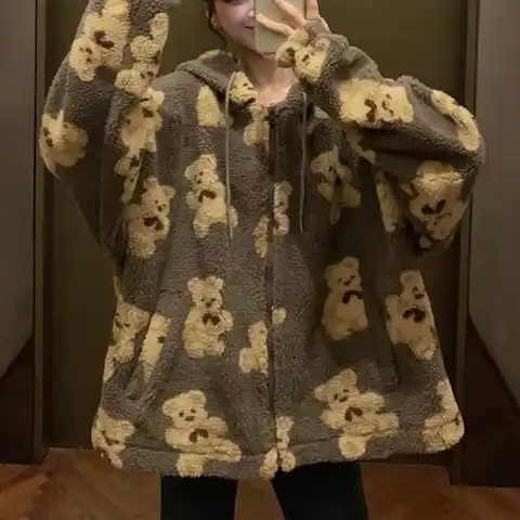 Women Winter Coat Stylish Hat Long Sleeves Pockets Hoodie Coat for Travel  Winter Hoodie Coat  Lady Winter Coat