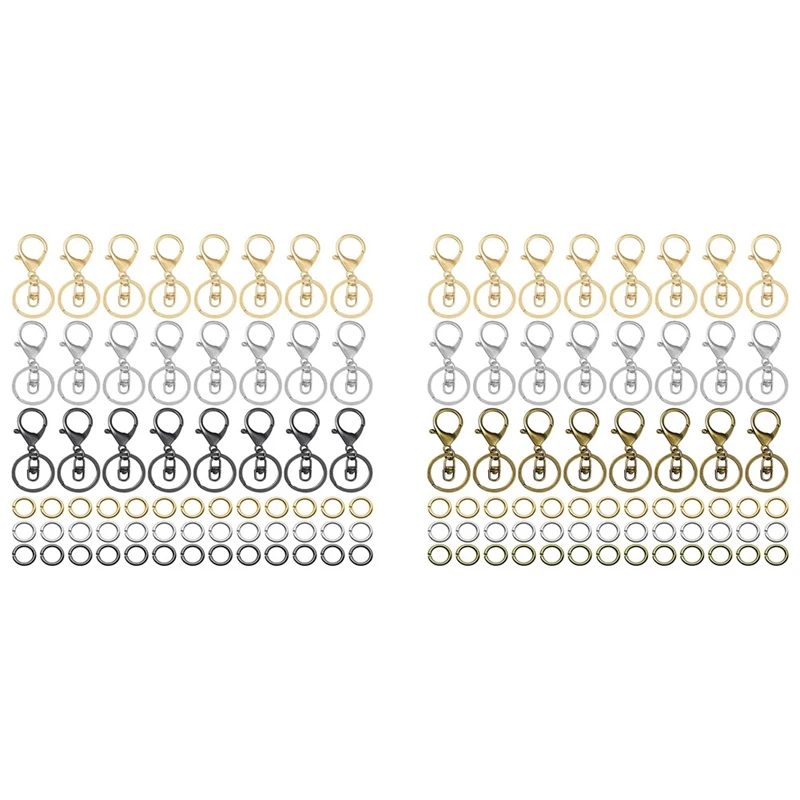 

1Set Key Ring Plated Lobster Clasp Rotating Key Hook Popular With Chain Jewelry Making Components For Keychain ,A