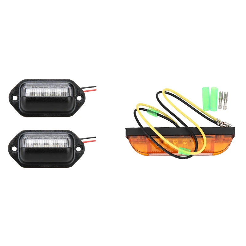 

2X 12V Led License Plate Tag Light With 6 LED Clearance Side Marker Light Indicator Lamp Strip