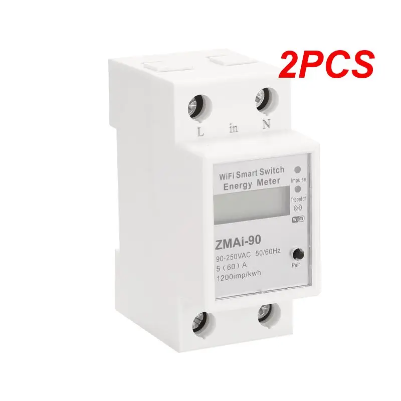 

2PCS Single Phase Din Rail Wifi Intelligent Energy Meter Power Consumption Kwh Meter Smartlife/Tuya App Works With Alexa