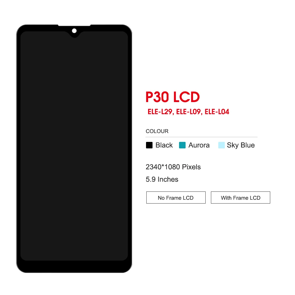 

TFT P30 For Huawei P30 LCD Touch Screen Digitizer Assembly Replacement for Huawei P30 LCD ELE-L29 ELE-L09 ELE-AL00 Display