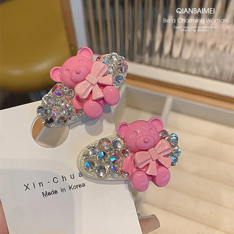 Шпильки с медвежонком! Изящный искусственный зажим высоким краем нишевой дизайн