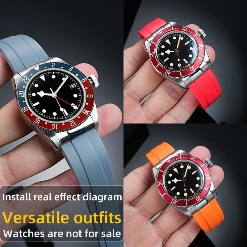 Фото Для Tudor men 1958 BB58 39 мм Ranger GMT резиновый ремешок Glamour Black Bay 41 мм Coke GMT M79363 79230R M79830 M7939G1 20 мм 21 мм 22 мм №5