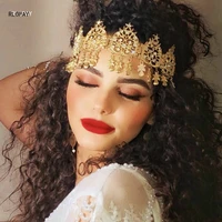 algerian wedding hair jewelry gold plated crystal headband moon and star hair accessories for bride ethnic bridesmaid jewelry
