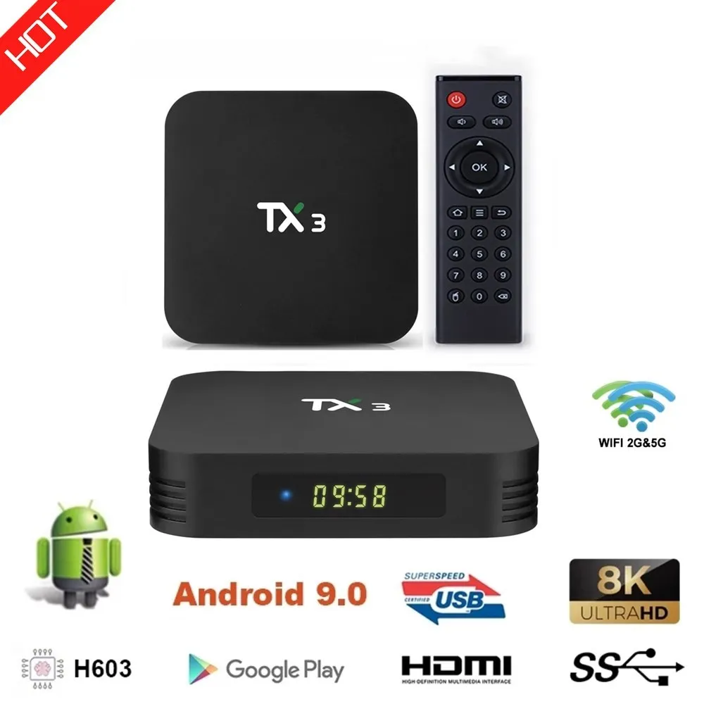 

Приставка Смарт-ТВ Tanix TX3, Android 9,0, Amlogic S905X3, 8K, 2,4 ГГц, стандартный Wi-Fi, BT, H.265, 4K, 4 ГБ, 64 ГБ, GBRAM, медиаплеер, Google Play, телеприставка