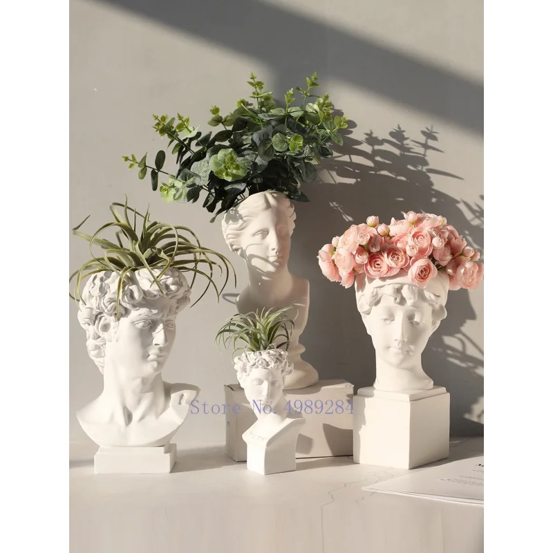 

modern Nordic style Creative Portrait vase Human head Decorative ornaments Resin David Venus Vase Home decoration accessories