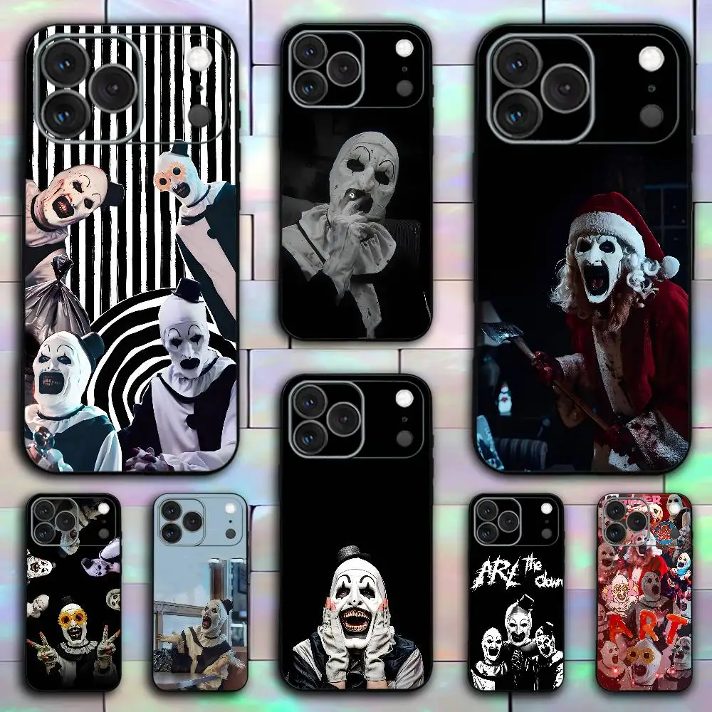 Фото Чехол для телефона Art the Clown Horror T-Terrifier для iPhone 17,16,15,14,13,12,11,XR,Pro,XS,Max,XR,Plus,мини-силиконовый черный противоударный чехол №1