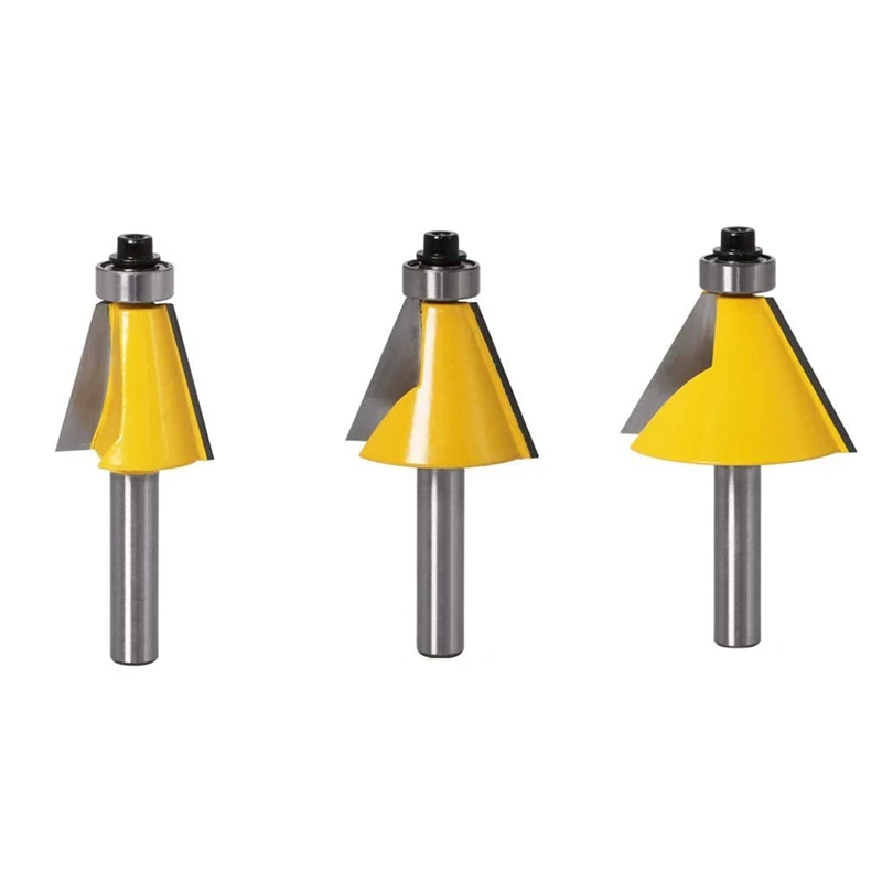 

3Pcs 8Mm Shank Chamfer & Bevel Edging Router Bit Wood Milling Cutter Woodworking Tool(15 +22.5+30 Degrees)