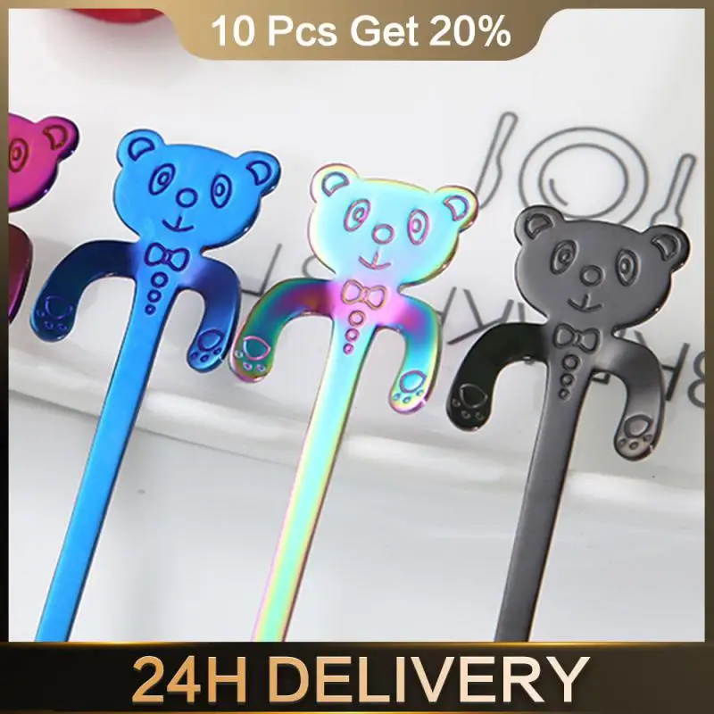 

304 Stainless Steel Spoon Can Be Hung Ice Spoon Stirring Spoon Cute Little Panda Handle Coffee Spoon Coffeeware