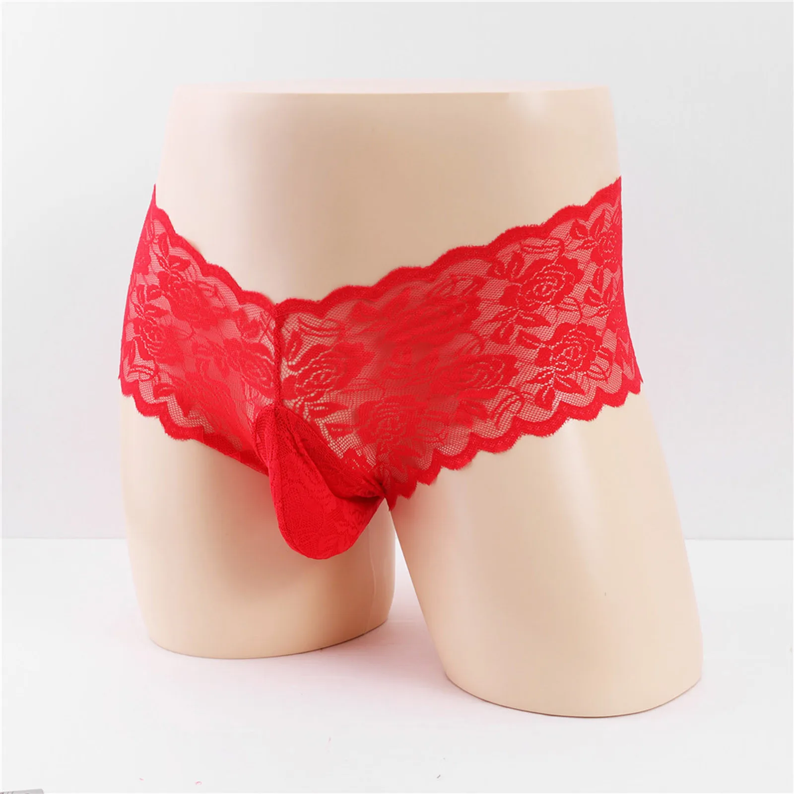 

Sexy Lingerie Men Full Lace See-through Boxer Briefs Sheer Mesh Pouch Underwear Panties Transparent Intimate Boxer Shorts Trunks