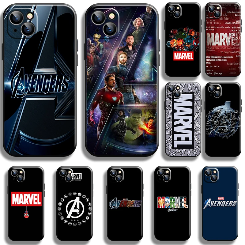 

Marvel Fashion Logo For iPhone 14 Max 13 12 11 Pro Mini X XR XS Max SE 7 8 Plus Phone Case Funda Cover TPU Black Cases Coque