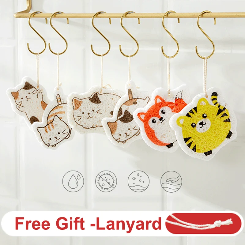 

Creative Cute Sponge Cleaning Brush Absorbent Compressed Wood Pulp Sponge Dishwashing Pot Wipe Block Kitchen Cleaning Tools