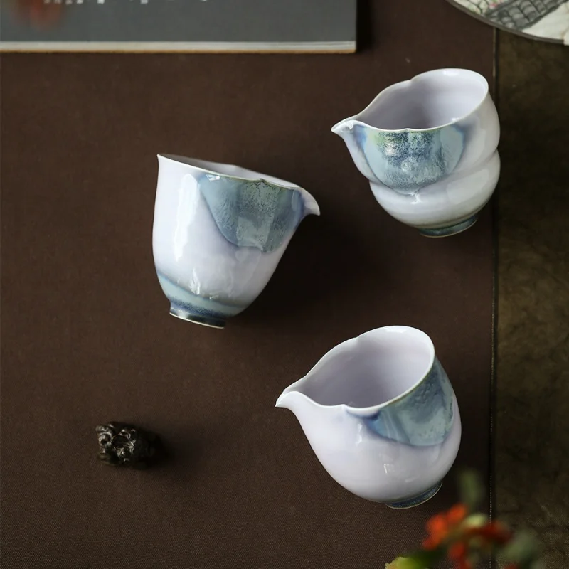 

Mauve Jade JS Handmade Flower Mouth Pitcher Natural Kiln Baked Jingdezhen Ceramic Tea Serving Pot Fair Mug Tea Set