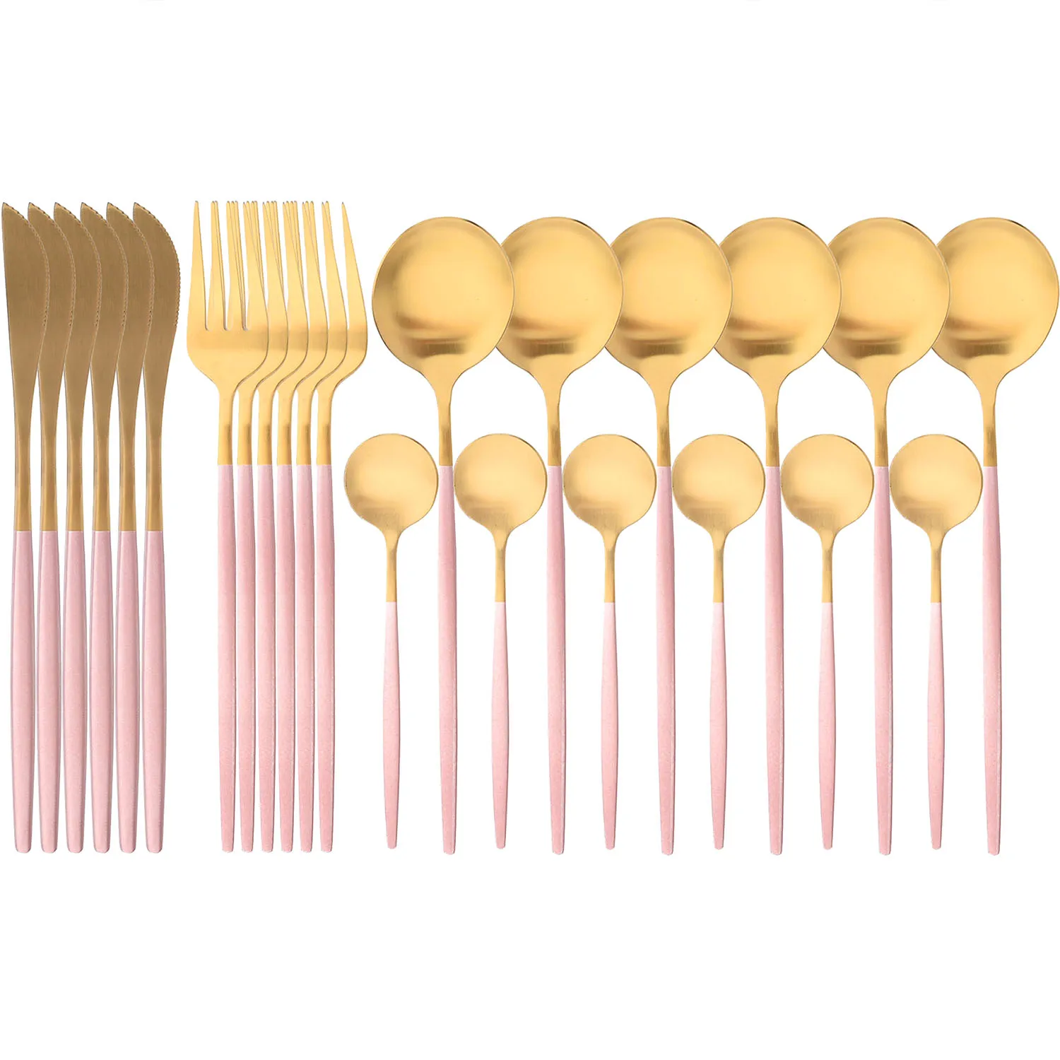 Набор столовых приборов из нержавеющей стали под розовое золото 24 шт. | Дом и сад
