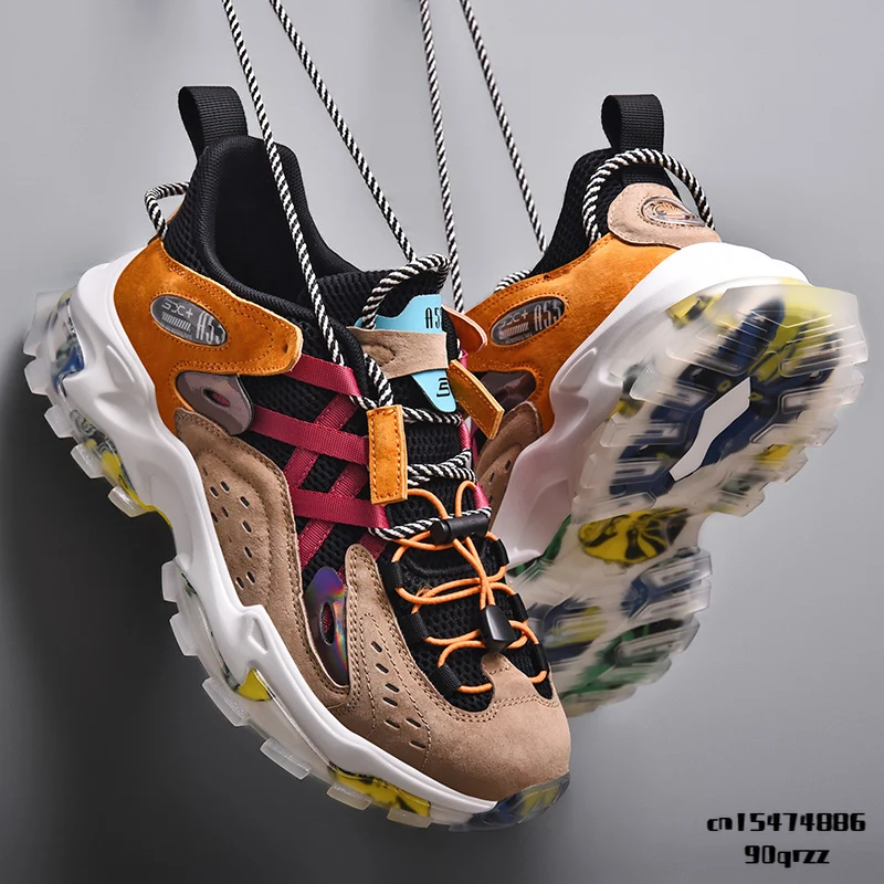 

Men Sneakers Outdoor Breathable Running Shoes High Quality Walking Cushioning Chunky Shoes Comfortable No-slip Jogging Shoes