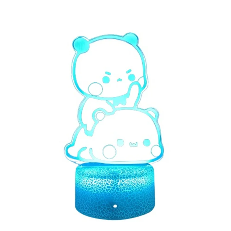 Bubu Dudu Led Light Bear Panda Figure USB 16 Colors Adjustable Cartoon Nightlight Change Color Clear Holder Lamp Home Decorative images - 6