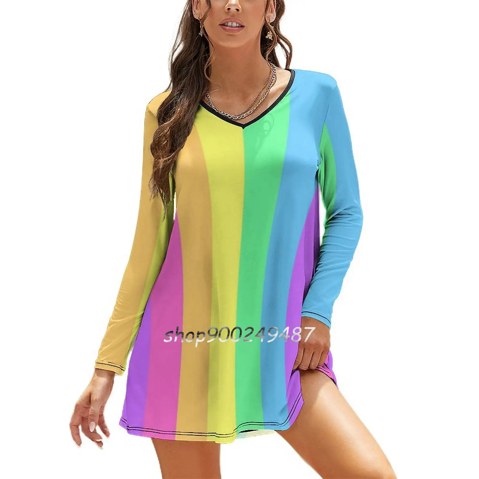 Пастельное Радужное Вечернее Платье Шербет Сплеск Миди Сексуальное Женское