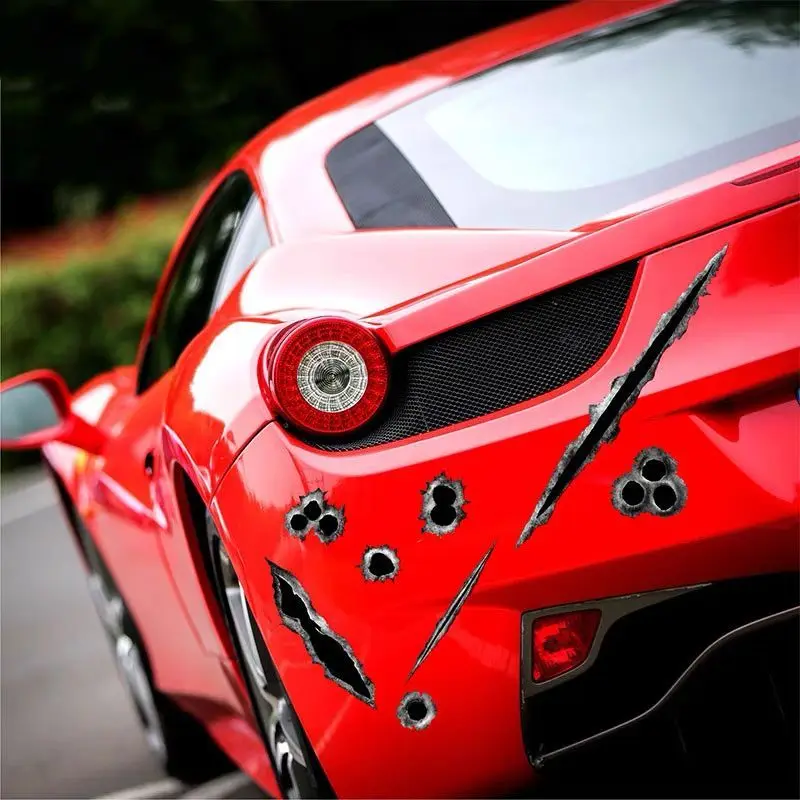 % Стайлинг автомобиля 3D наклейки с имитацией пулевидного отверстия для пистолета