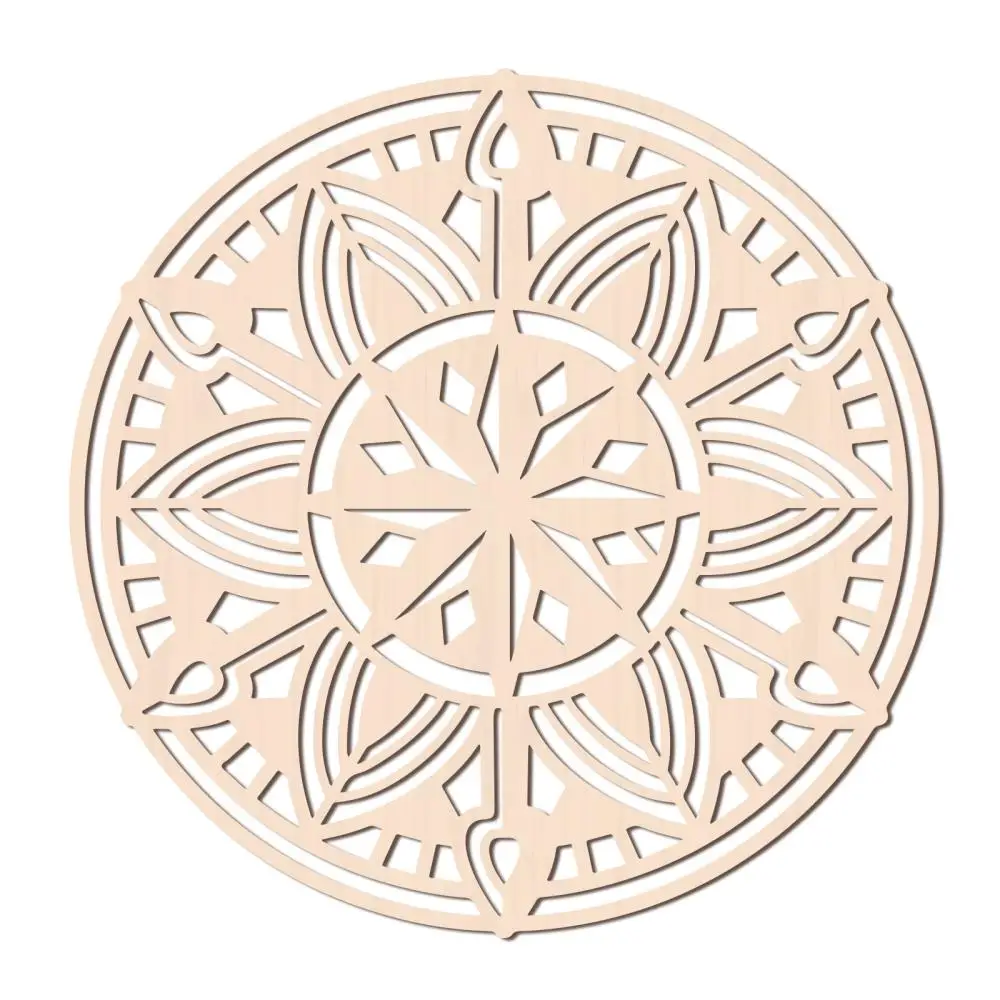 

12Inch Wooden Sacred Lotus Flower Geometry Wall Art Laser Cut Wooden Wall Sculpture for Wall Hanging Decor Art Home Decoration