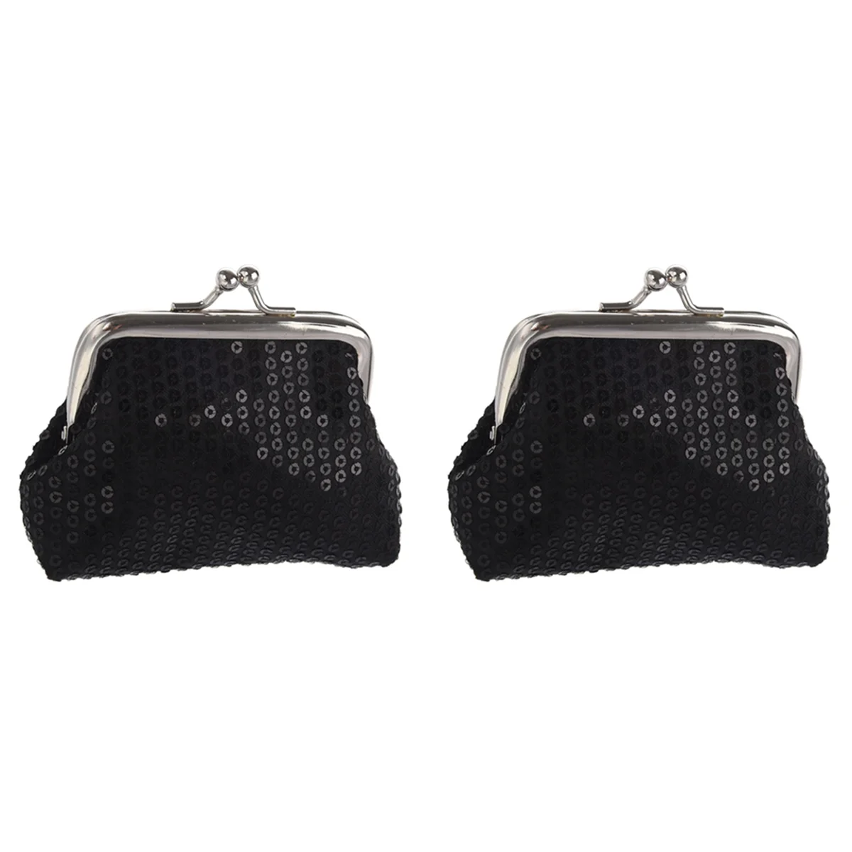 

2 х Женский кошелек с блестками и пряжкой, мини-кошелек (черный)