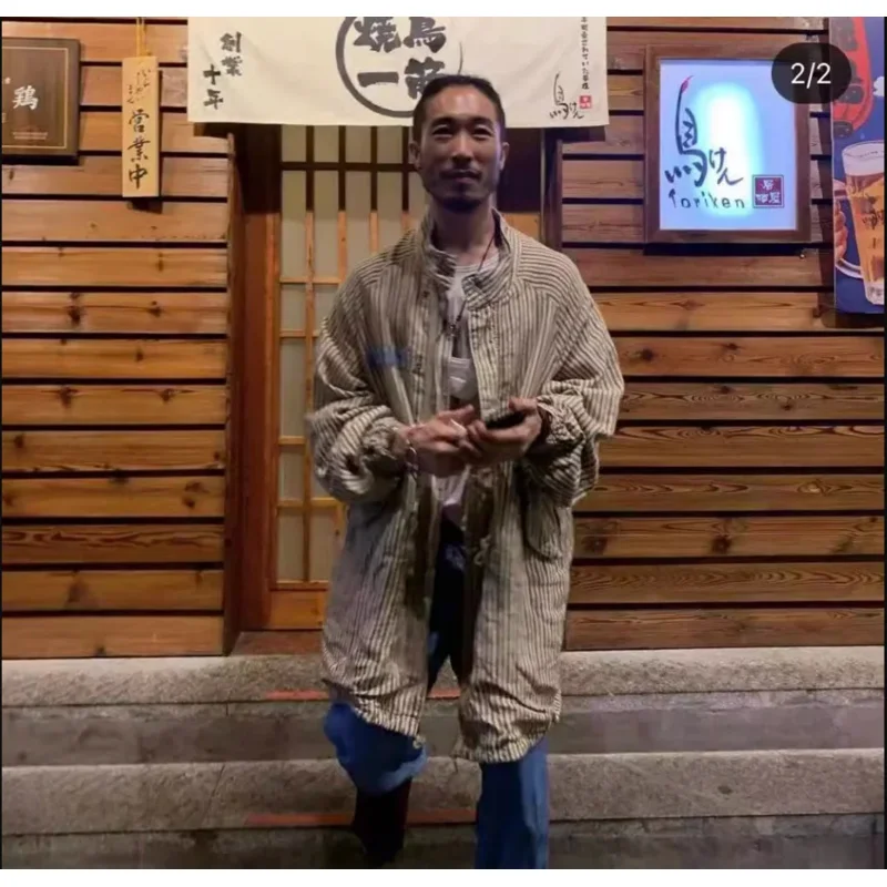 Vux WMV 20SS SIX-FIVE FISHTAIL SANTOME M65 wiatrówka w paski ze starożytnej tkaniny