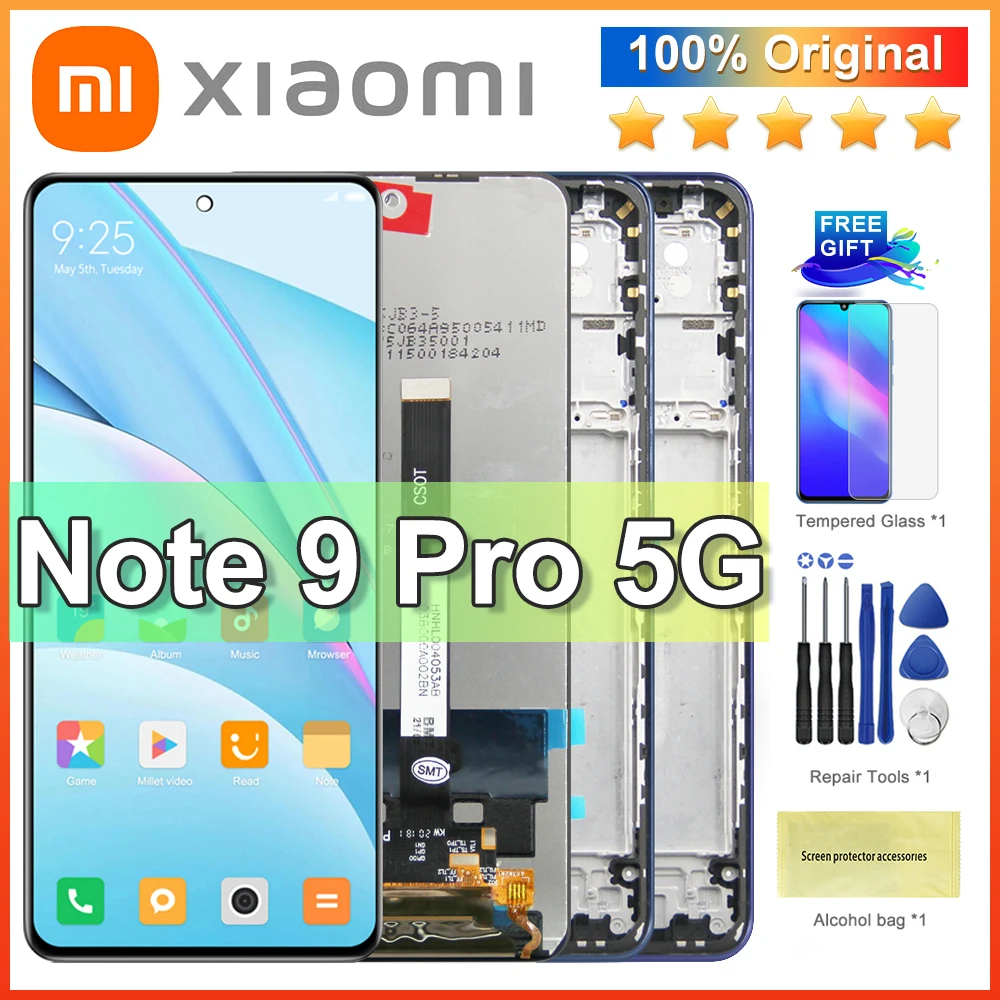 

Оригинальный 6,67 ''для Xiaomi Redmi Note 9 Pro, зеркальный ЖК-дисплей + сенсорная панель, дигитайзер в сборе, замена для M2007J17C LCD