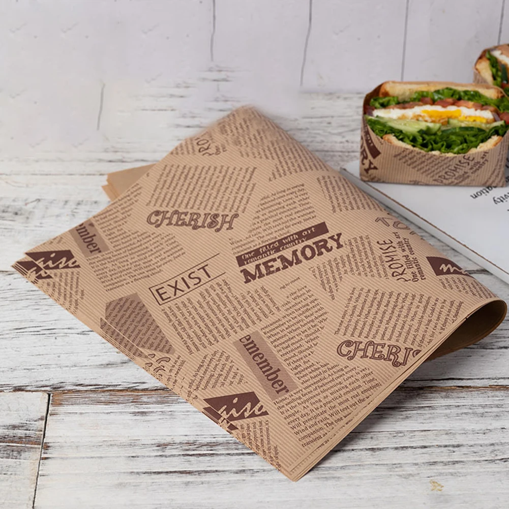 

50pcs Food Wax Paper Baking Wrappers Oil Paper Packaging For Sandwich Bread Burger Fries Cookie Kitchen Food Grade Grease Paper