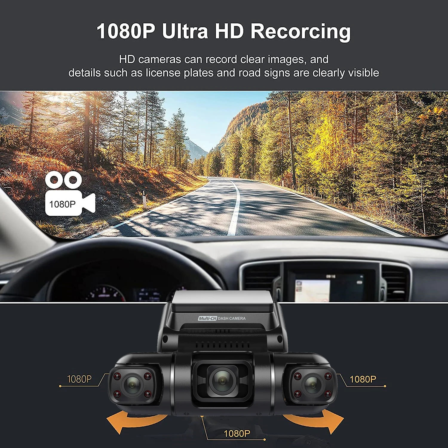 4 Channel Full HD 4*1080P Car DVR 3" LCD 170° Dash Cam 8 IR Lights Super Night Vision Car Camera WIFI Video Recorder 24H Parking images - 6