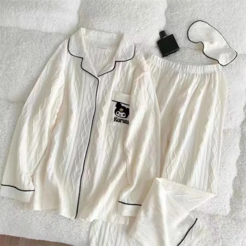 

Новинка, аниме кавайная Пижама Sanrio HelloKitty, набор для девушек, милая школьная Пижама Kuromi Ins, домашняя одежда, осенняя Пижама для студенческого общежития, подарок