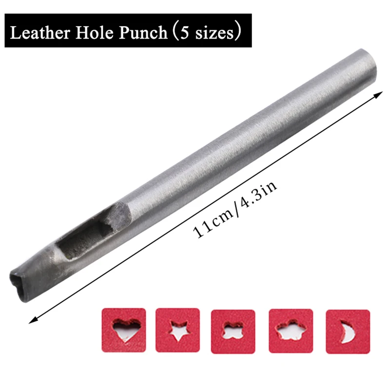 LMDZ Leather Handmade Seal Sculpture Tools Kit Stamping Stars Flowers Shape Hole Punch |