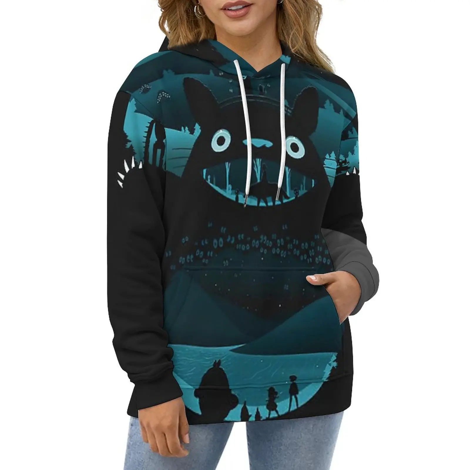 

Totoro Print Casual Hoodies Japanese Anime Modern Printed Loose Hoodie Winter Long-Sleeve Fashion Oversize Clothing Gift Idea