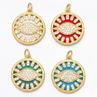 evil greek turkish eye pendants for jewelry making gold plated copper zircon jewelry creation wholesale pdta684