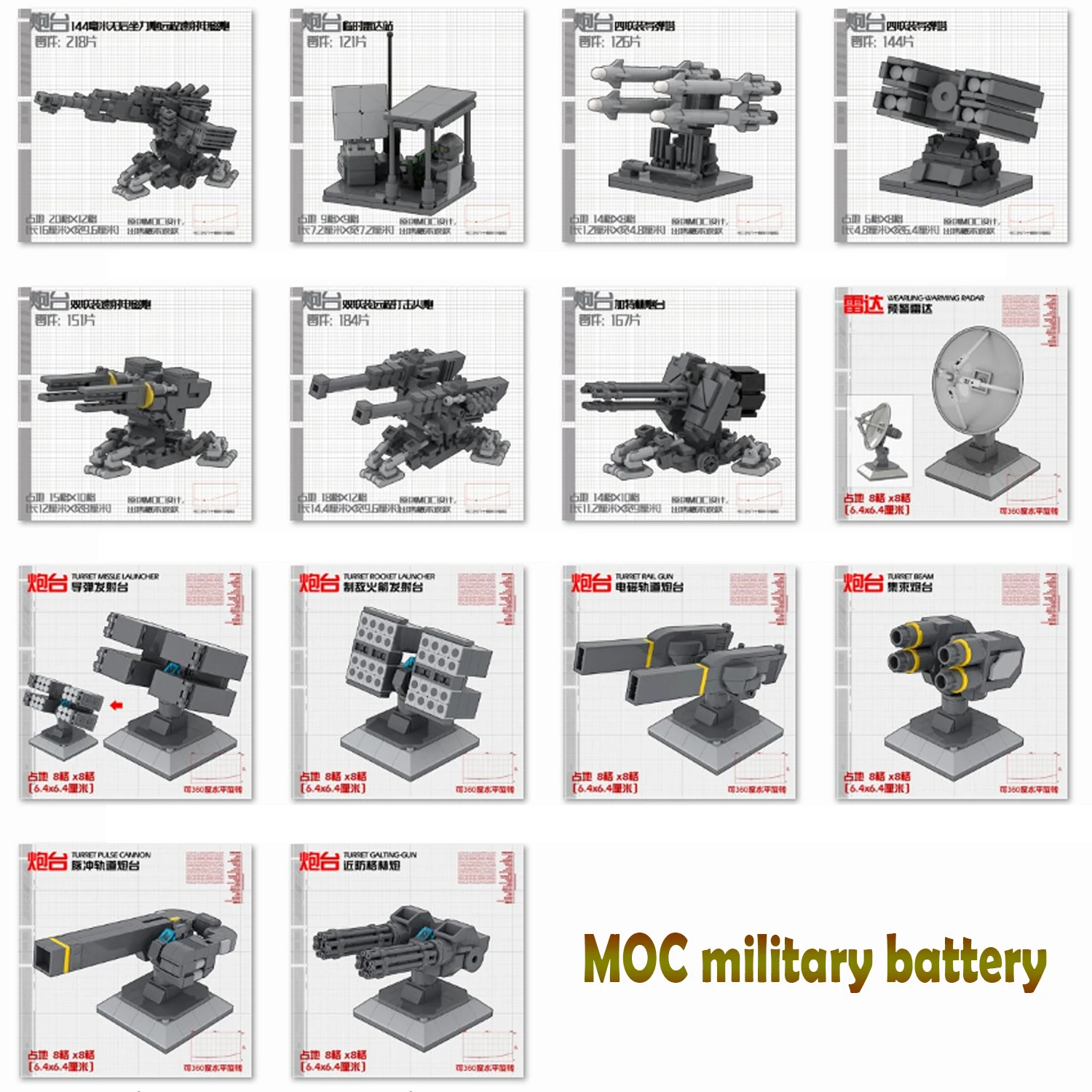 

Конструктор MOC для сборки частиц MOC, сборный блок для наружного объекта, радар, пусковая установка, аккумулятор Gnaku, модуль робота