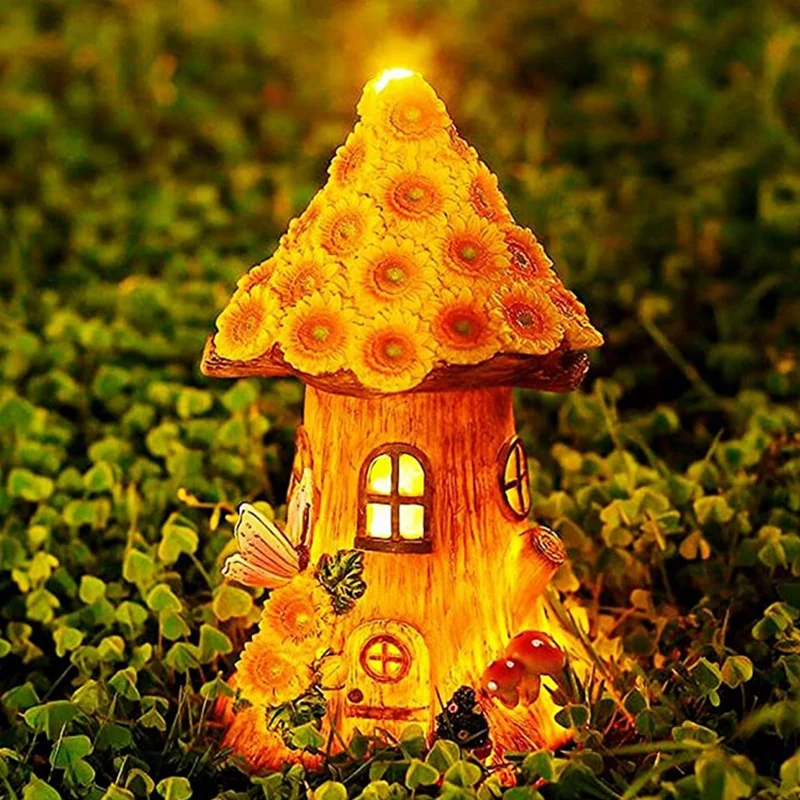 Акция! Сказочный садовый домик садовая статуя на солнечной батарее скульптура