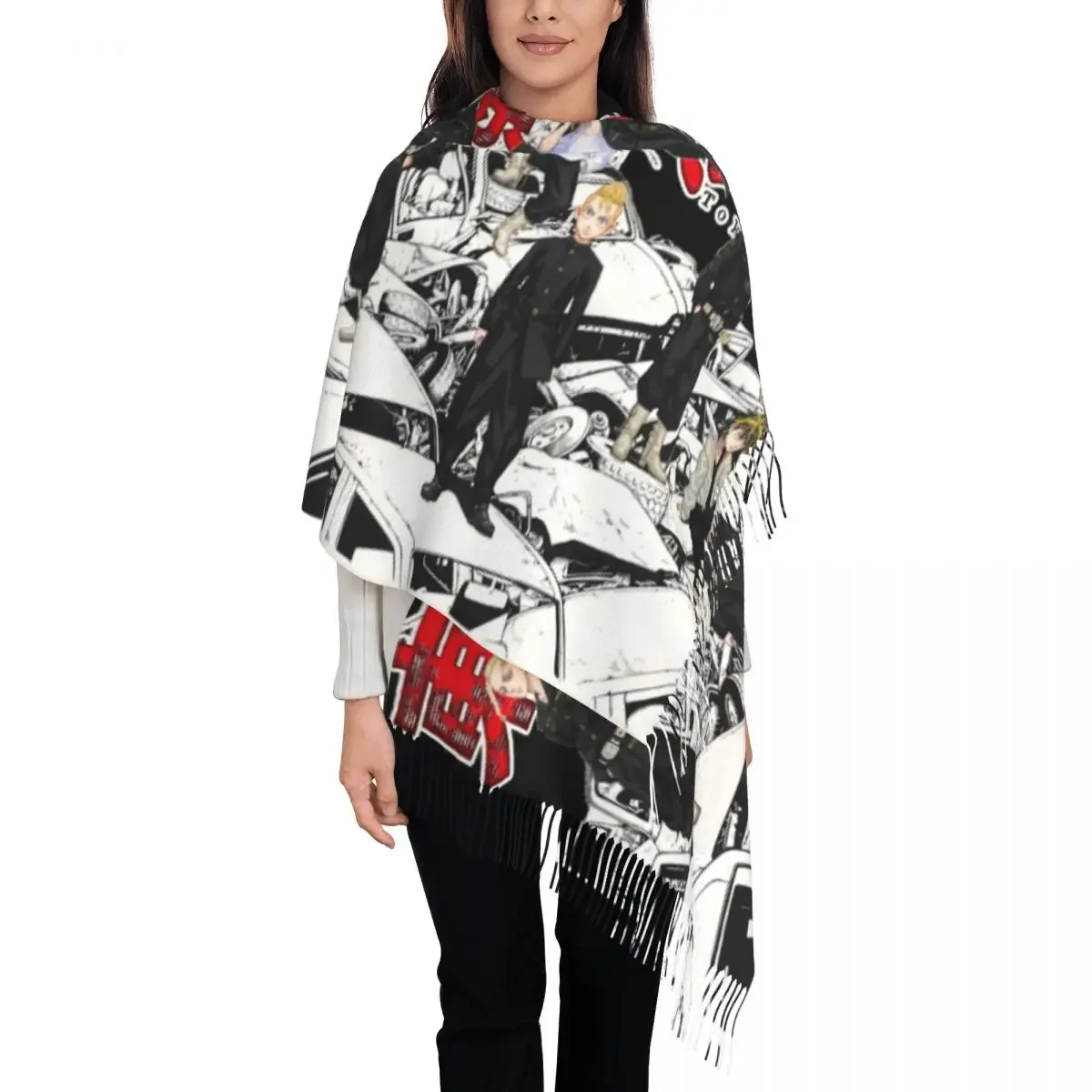 

Fashion Tokyo Revengers Anime Manga Tassel Scarf Women Winter Fall Warm Shawl Wrap Lady Tokyo Manji Gang Scarves