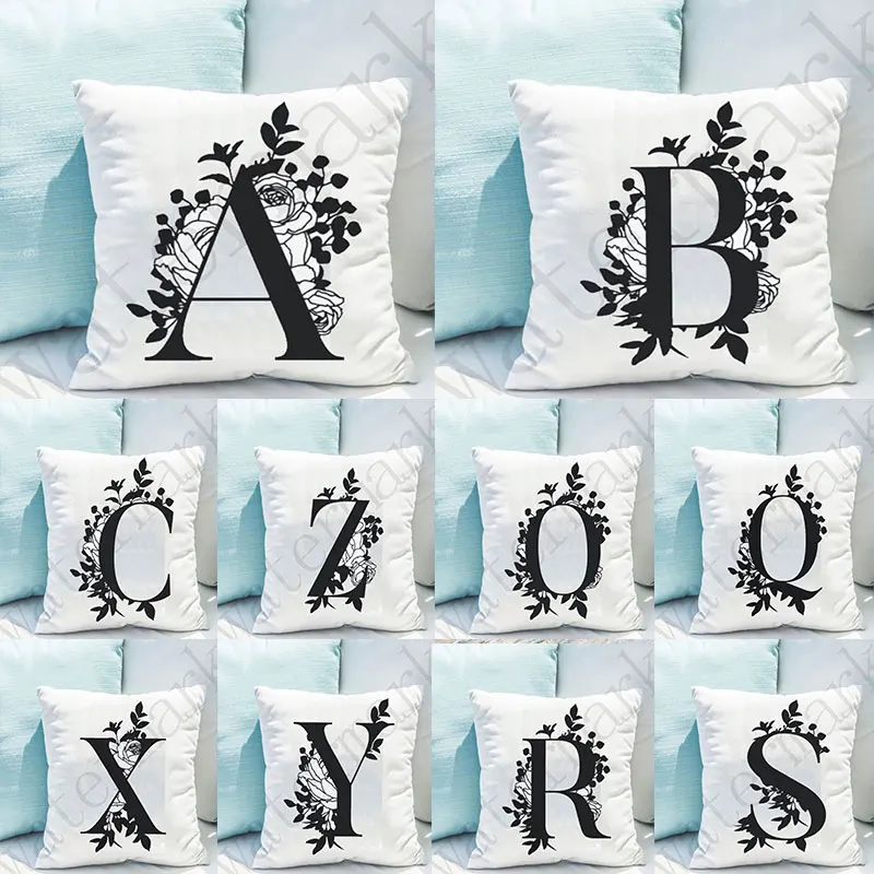 

Black Letters Decorative Throw Pillow Covers Cushion Pillowcase Cushions for Sofa Polyester Pillowcover Cuscini Decorative
