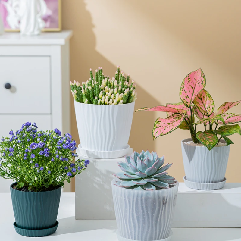 

1 Large Capacity Plant Flowerpot Indoor and Outdoor Green Potted Containers Vases Circular Trays Family Garden Accessories