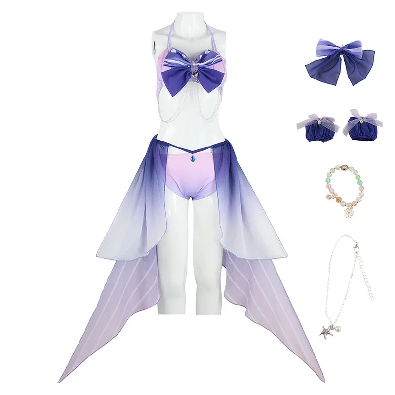 Купальник для косплея Game Genshin Impact Kokomi купальный костюм бикини Sangonomiya пляжный