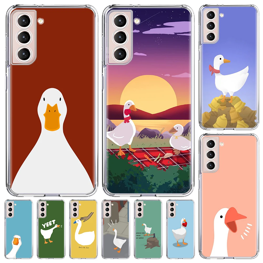 

Cartoon Cute Goose Game Case for Samsung Galaxy S20 FE S21 S22 Ultra 5G S10 S9 Plus S10e Note 20 10 Lite 9 8 Transparent Cover