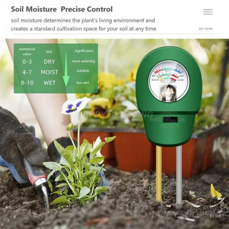 

3-in-1 Plant Soil Fertility Tester PH Meter Moisture Analyzer Gardening Tool for Flowers Farm Lawn 50% OFF