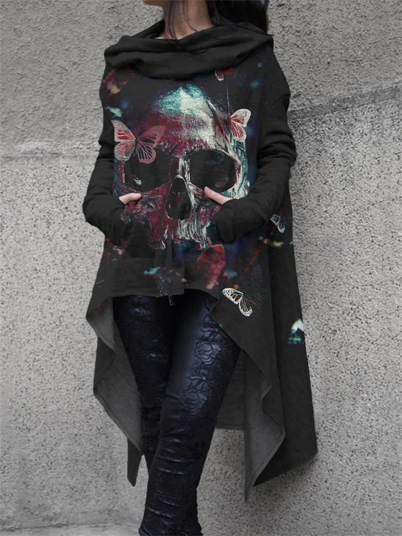 

Женская накидка с капюшоном и длинным рукавом, Y2K