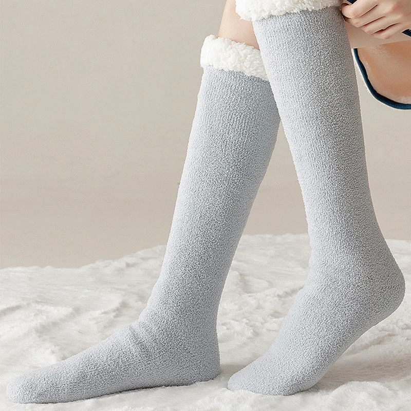 Winter Warm Fluffy Socks Indoor Floor Towel Socks For Women Coral Velvet Sockings Christmas Socks Gift Non-slip Foor Socks Woman