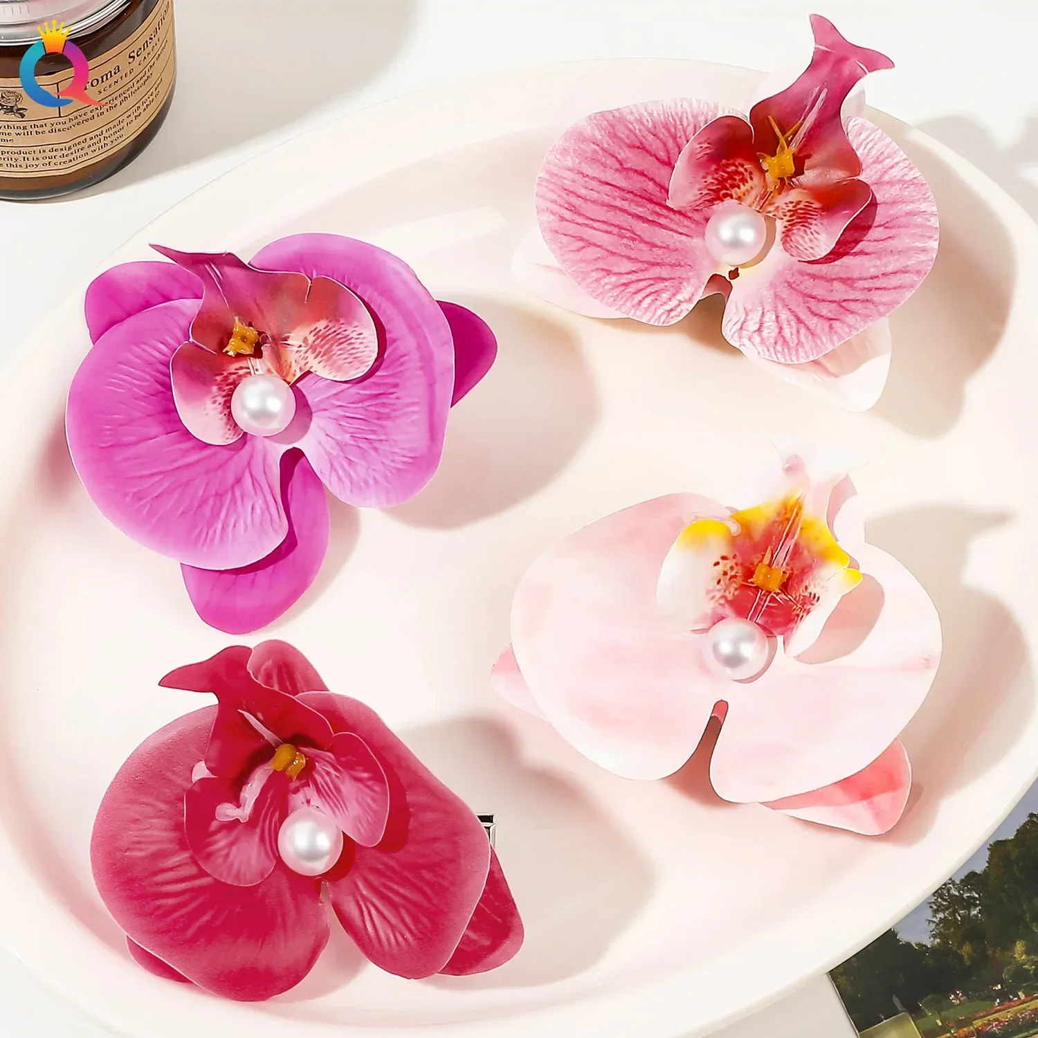 1 шт. заколка для волос с искусственным цветком 8 см