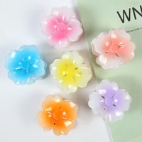 2022 new arrived korean fashion plastic flower hair accessories geometric 5 8cm gradient color flower hair claw for woman girls