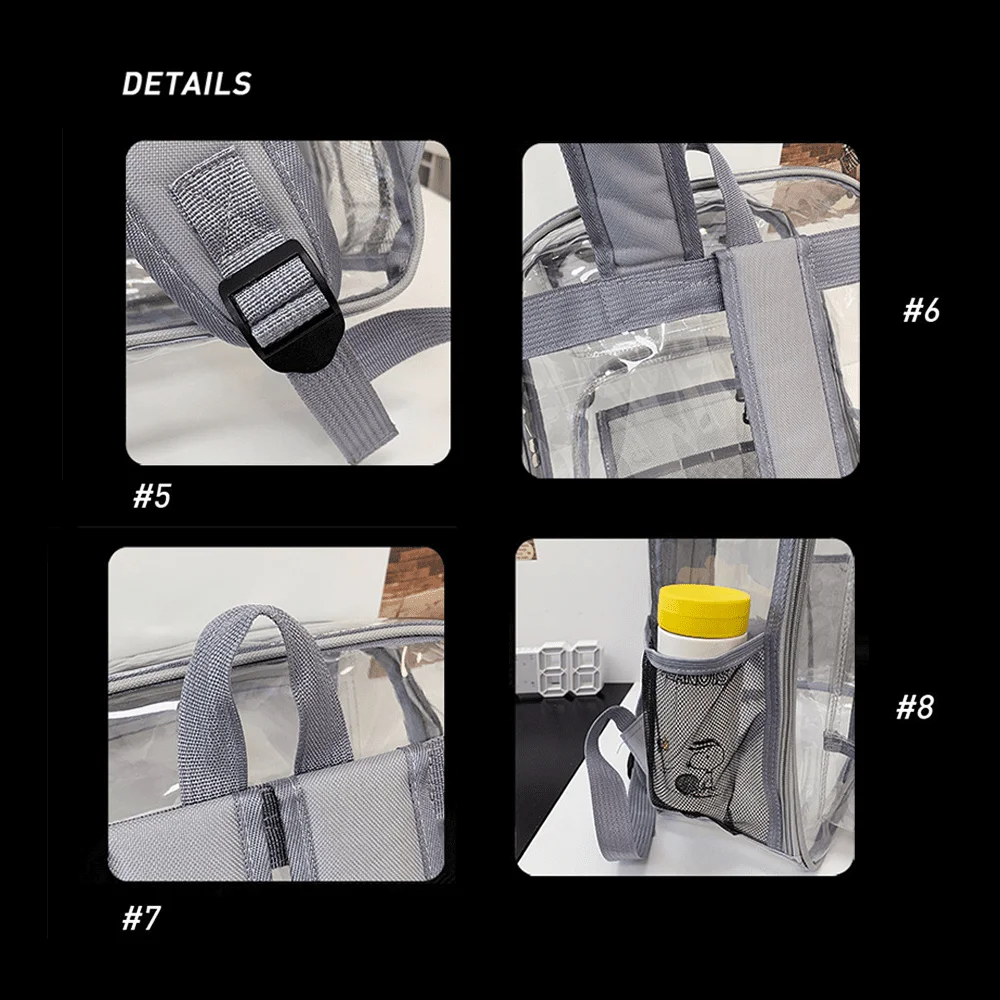 Clear TPU Backpack Transparent Travel Bookbag,Unique Design, Student DIY Doodle Bookbag, for School,Sports,Work,Security Travel,