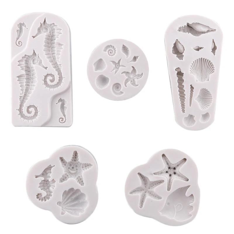 

DIY Marine Series Silicone Molds Seahorse Shell Conch Chocolate Fudge Molds Cake Decoration Accessories Epoxy Resin Molds
