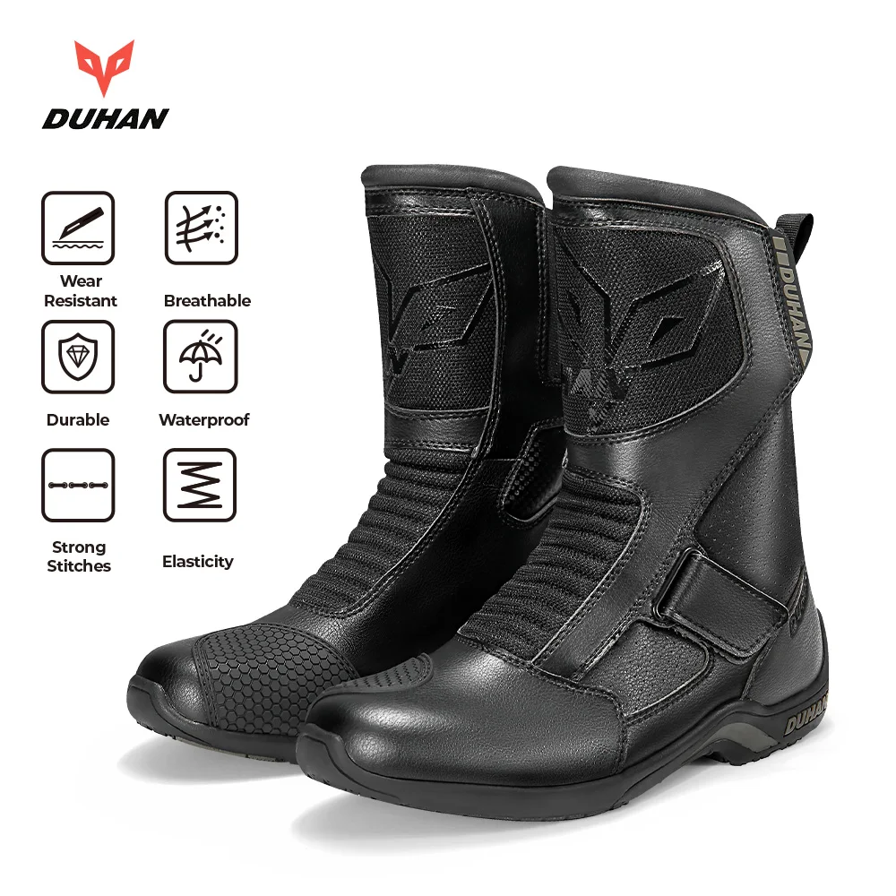 Duhan Motorcycle Riding Boots Motorbike Off-road Racing Shoes Motorcyclist Motocross Touring Boots Anti-slip For Men